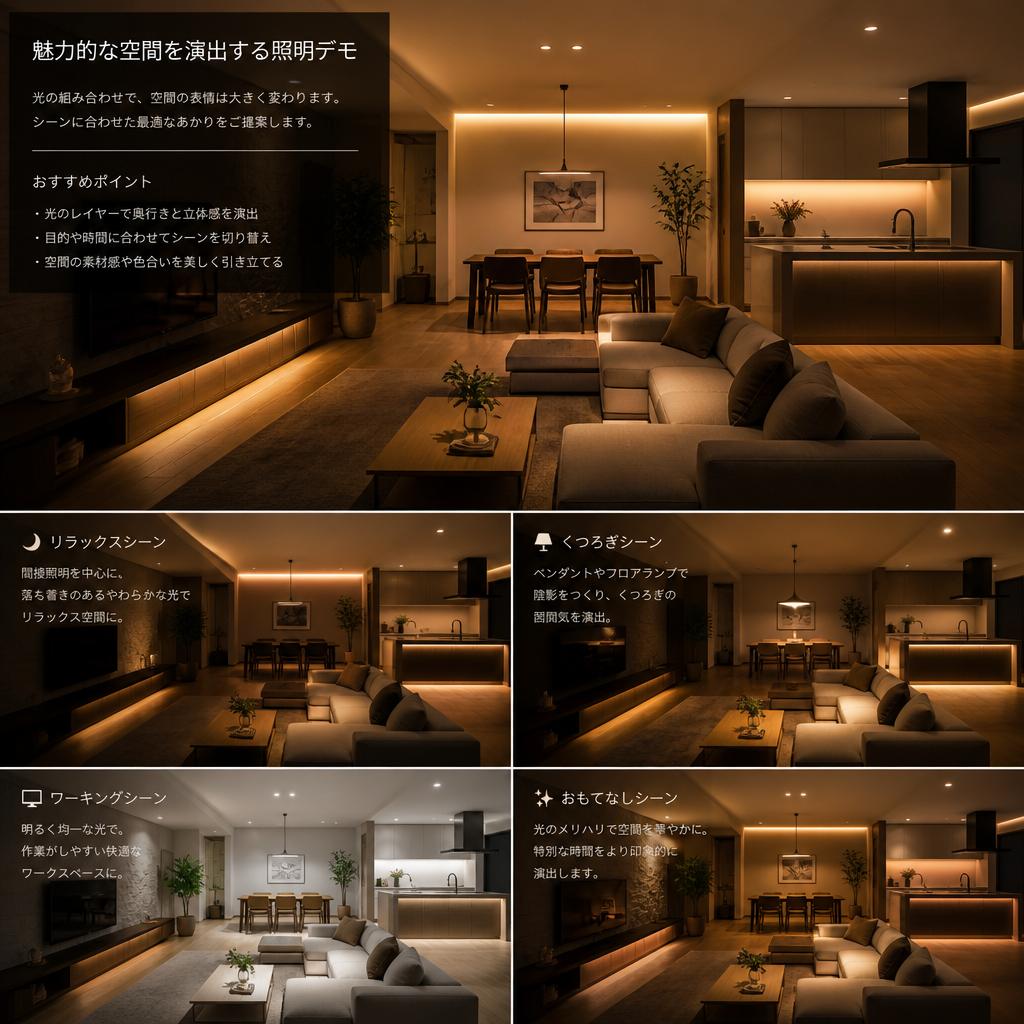 魅力的な空間を演出する照明デモ！