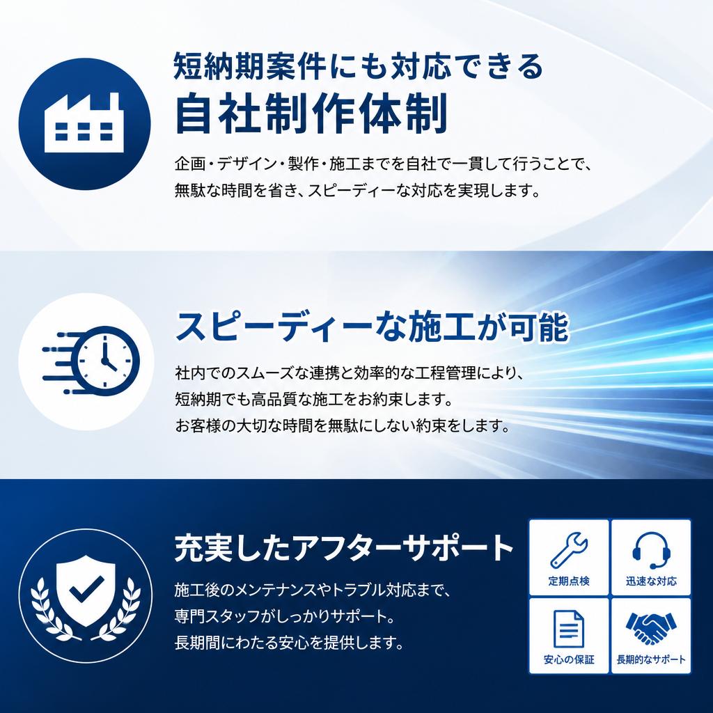 短納期でも安心のサポート
