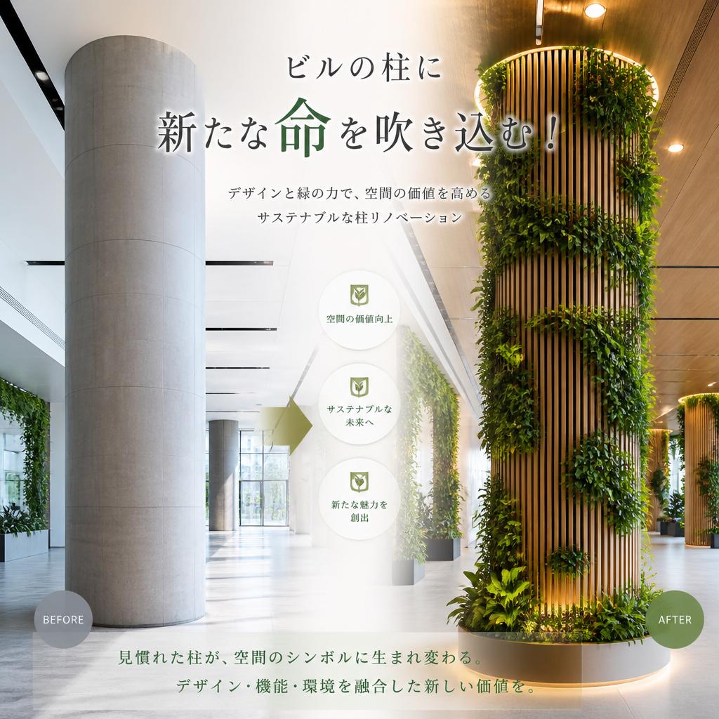 ビルの柱に新たな命を吹き込む！