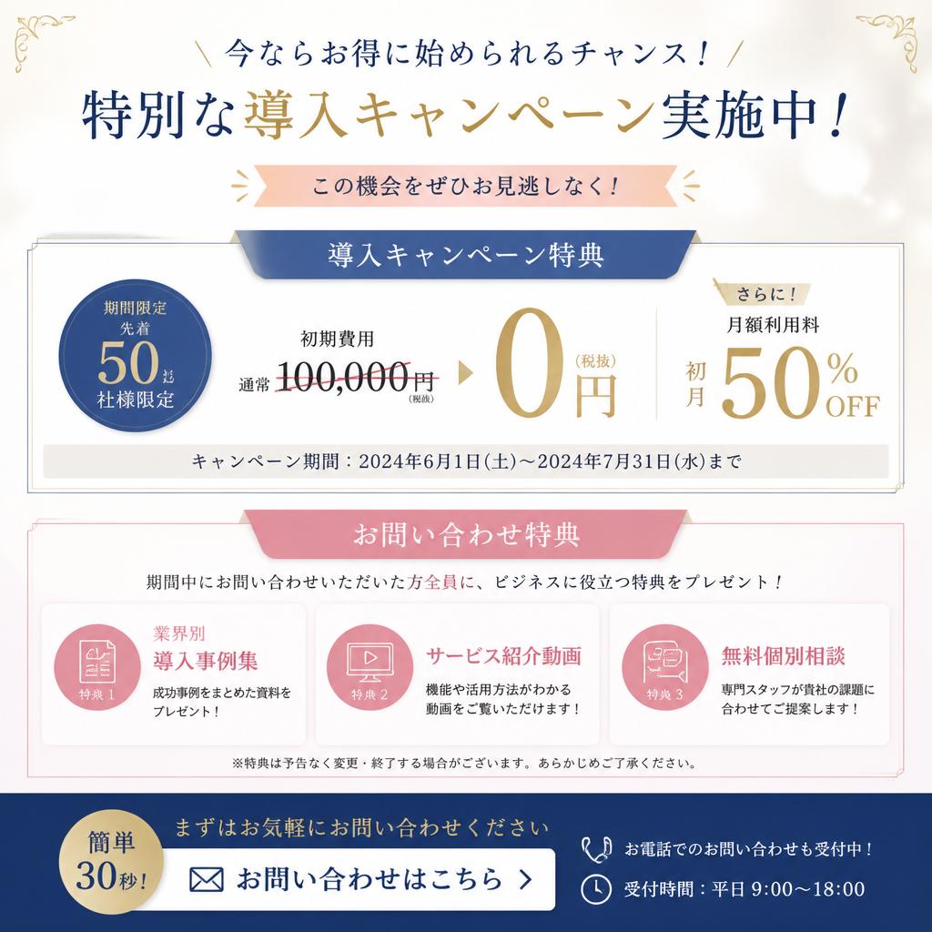 今すぐ問い合わせ！特別キャンペーン