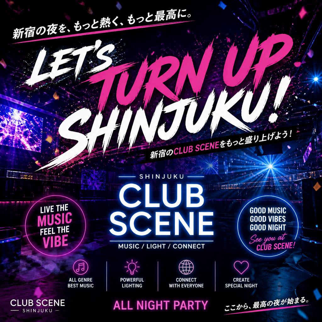新宿のCLUB SCENEをもっと盛り上げましょう！