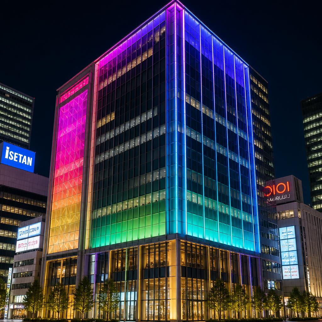 新宿のビルに最適！視認性を高めるLEDカラー照明演出