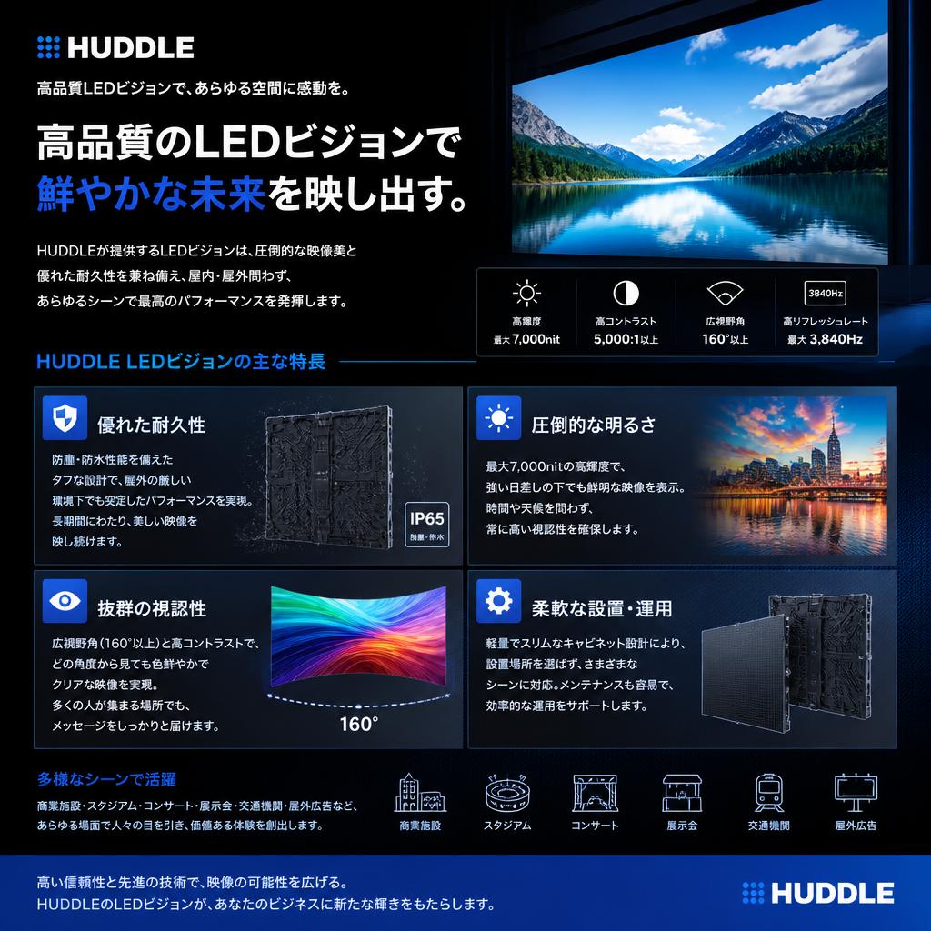 2. HUDDLEの高品質LEDビジョン