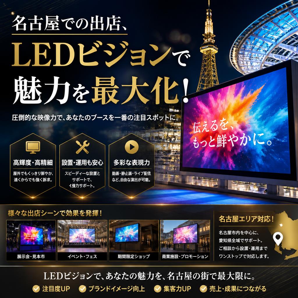 名古屋での出店、LEDビジョンで魅力を最大化！