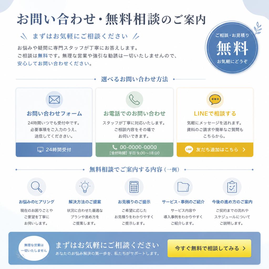 お問い合わせ・無料相談のご案内