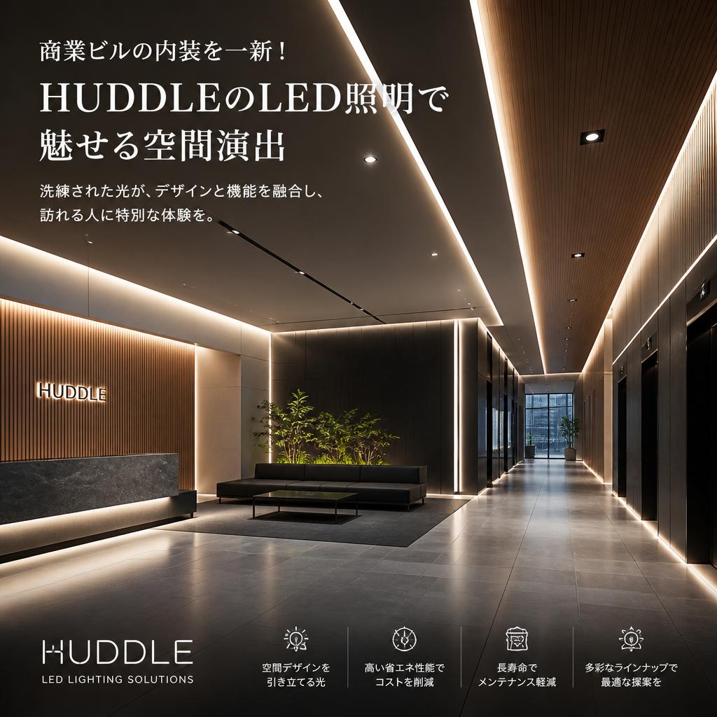 商業ビルの内装を一新！HUDDLEのLED照明で魅せる空間演出
