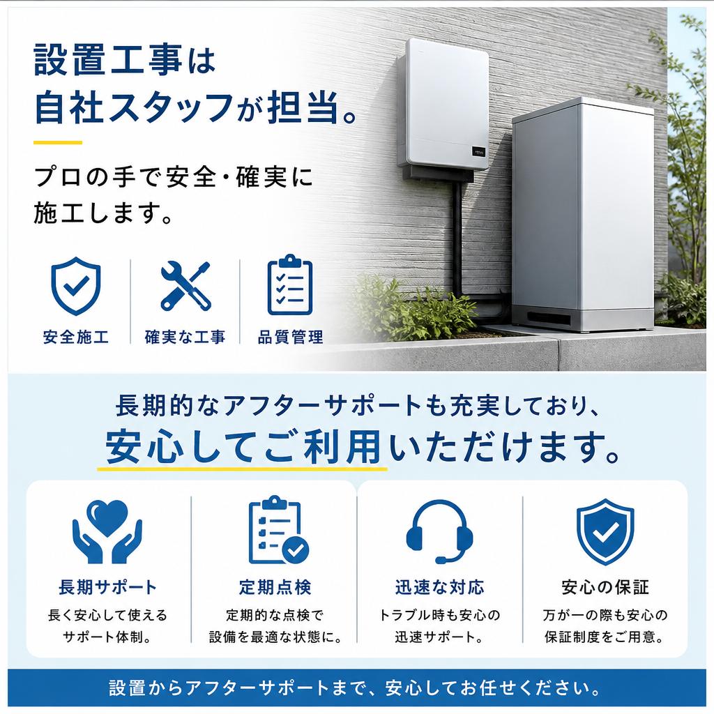 安心の設置工事とアフターサポート