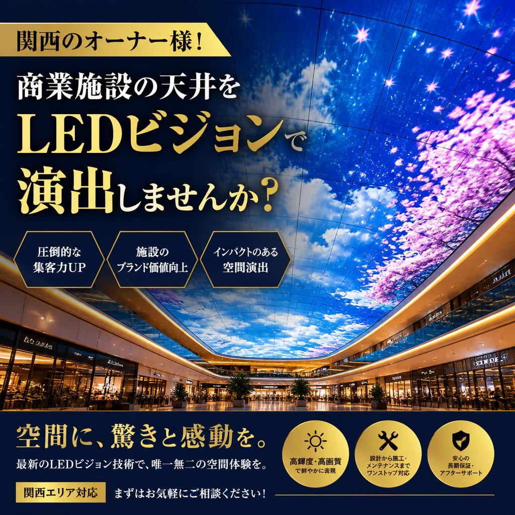 関西のオーナー様！商業施設の天井をLEDビジョンで演出しませんか？