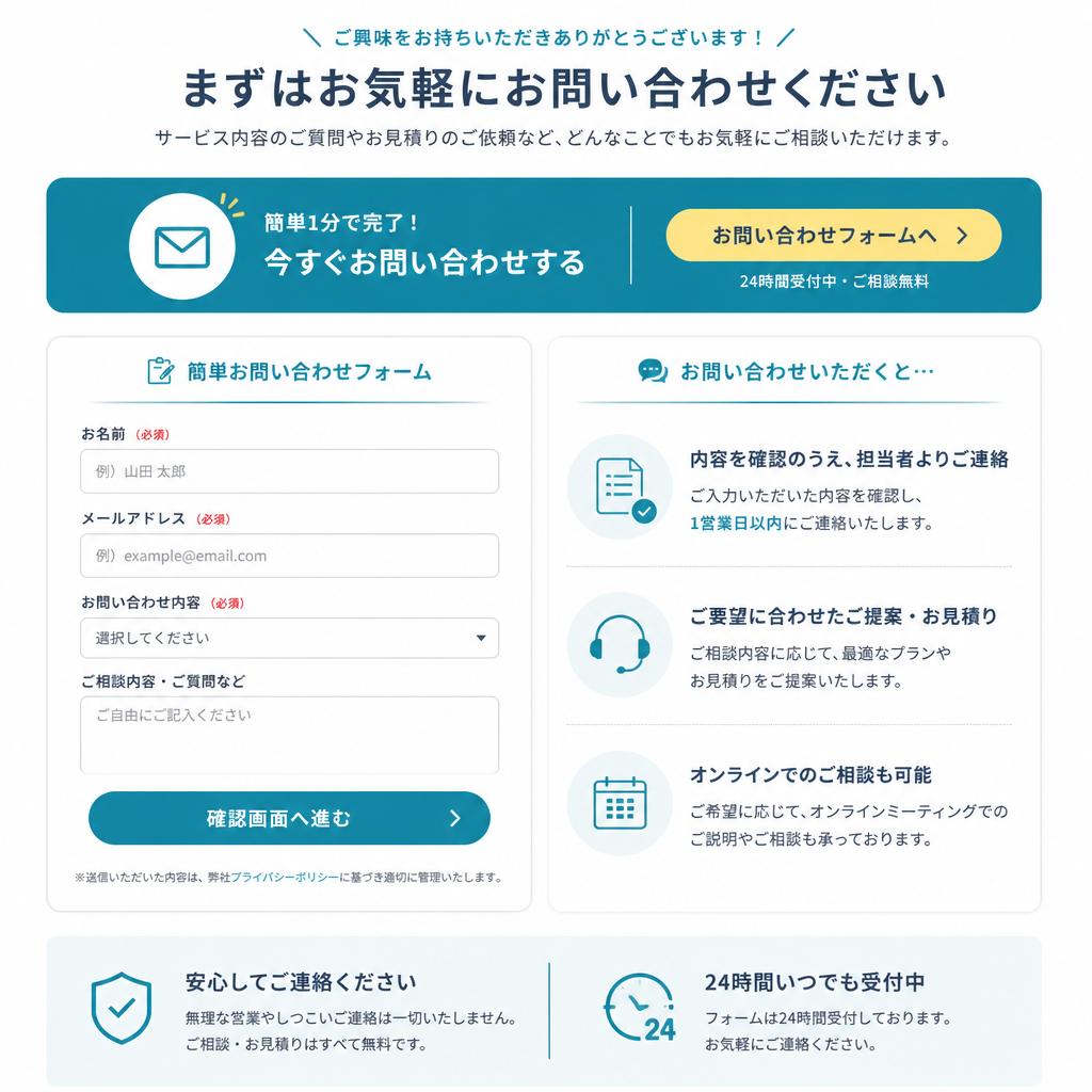 お問い合わせはこちらから！