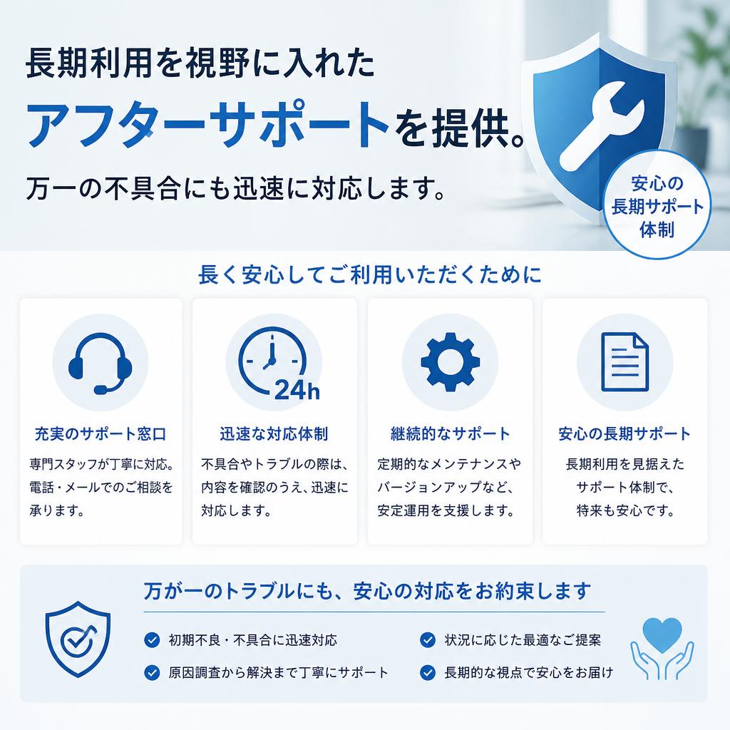 アフターサポートの充実