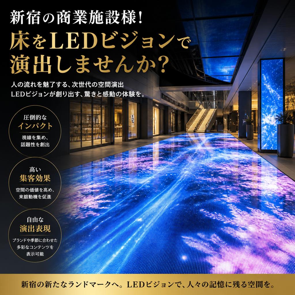 新宿の商業施設様！床をLEDビジョンで演出しませんか？