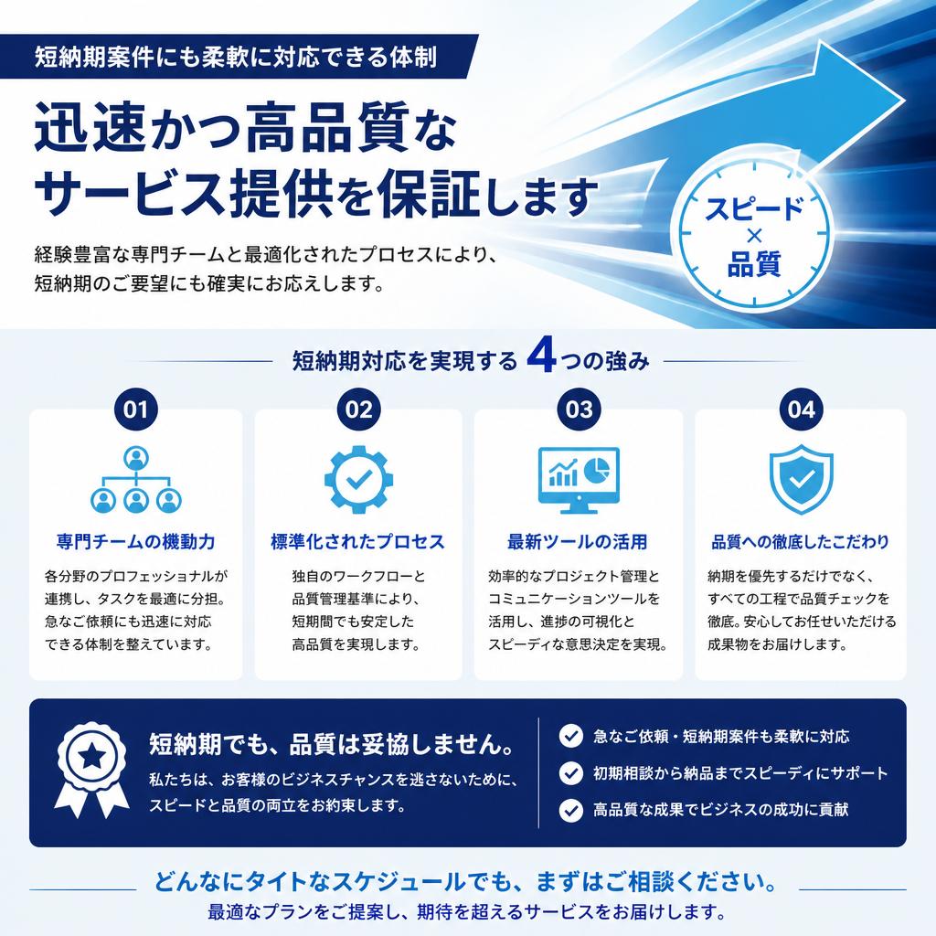 短納期・高品質のサポート体制