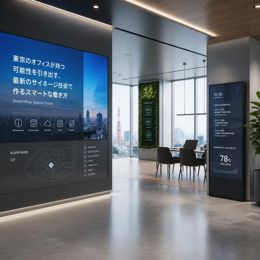 東京のオフィスが持つ可能性を引き出す、最新のサイネージ技術で作るスマートな働き方