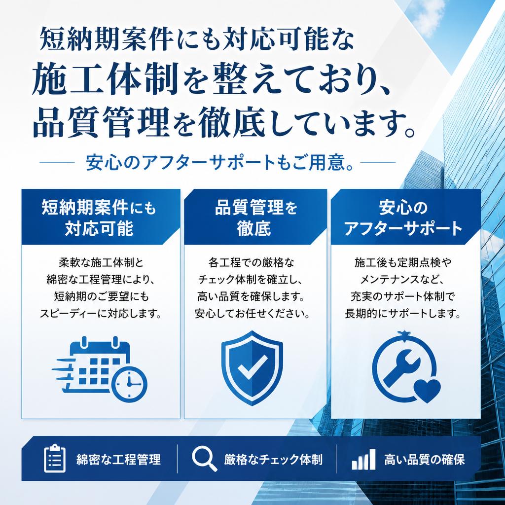 迅速な施工と高品質なサポート