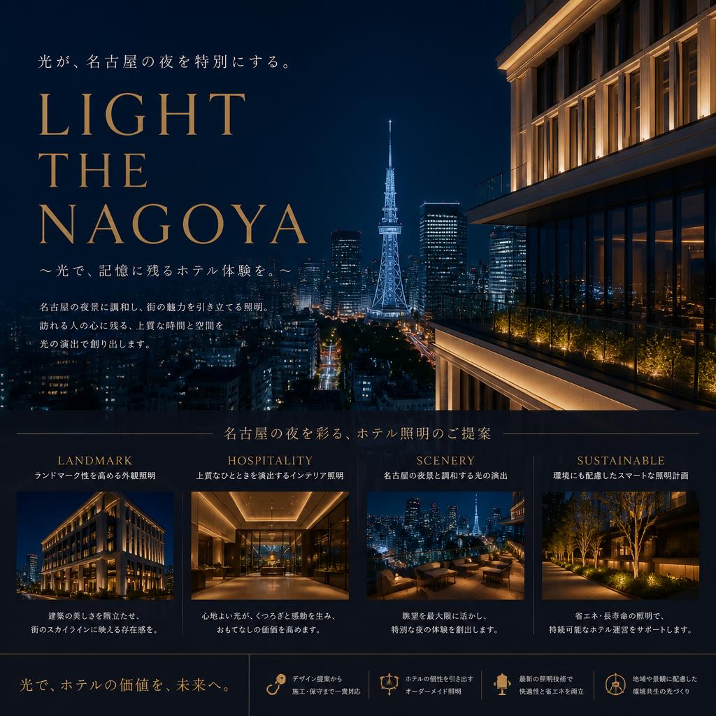 夜の名古屋を彩る、ホテルのための照明プロモーションを提案します！