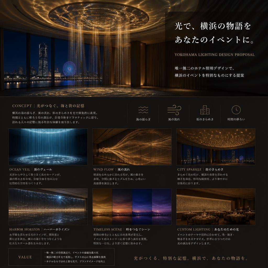 唯一無二のホテル照明デザインで、横浜のイベントを特別なものにする提案